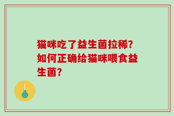猫咪吃了益生菌拉稀？如何正确给猫咪喂食益生菌？