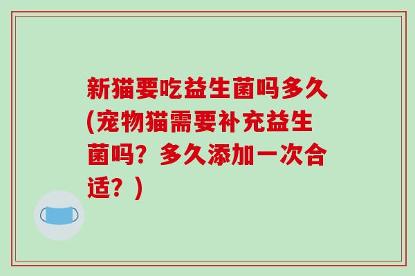 新猫要吃益生菌吗多久(宠物猫需要补充益生菌吗？多久添加一次合适？)
