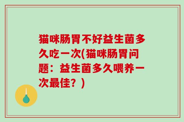 猫咪肠胃不好益生菌多久吃一次(猫咪肠胃问题：益生菌多久喂养一次最佳？)