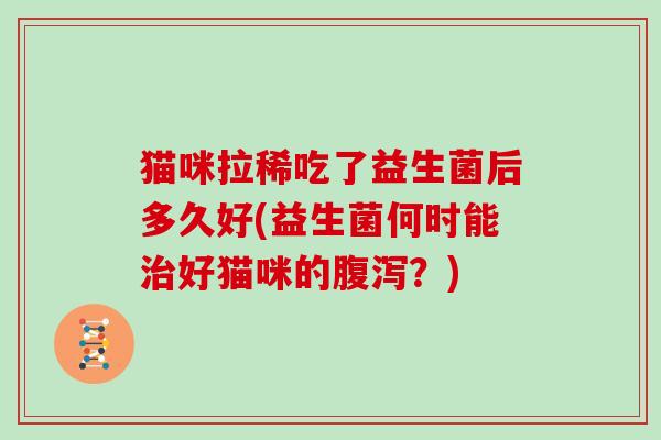 猫咪拉稀吃了益生菌后多久好(益生菌何时能治好猫咪的腹泻？)