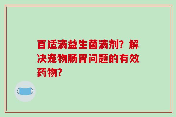 百适滴益生菌滴剂？解决宠物肠胃问题的有效？