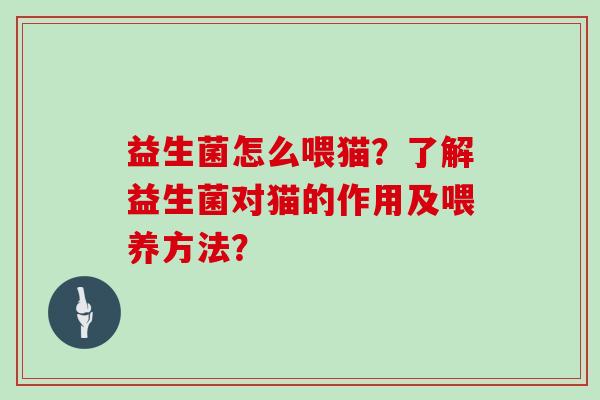 益生菌怎么喂猫？了解益生菌对猫的作用及喂养方法？