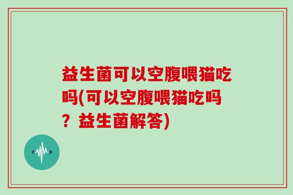 益生菌可以空腹喂猫吃吗(可以空腹喂猫吃吗？益生菌解答)