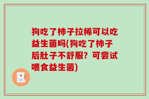 狗吃了柿子拉稀可以吃益生菌吗(狗吃了柿子后肚子不舒服？可尝试喂食益生菌)