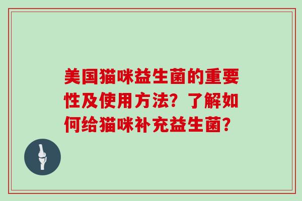 美国猫咪益生菌的重要性及使用方法？了解如何给猫咪补充益生菌？