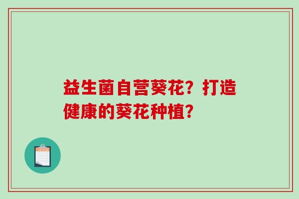益生菌自营葵花?打造健康的葵花种植? 益生菌自营葵花?打造健康的葵花种植?