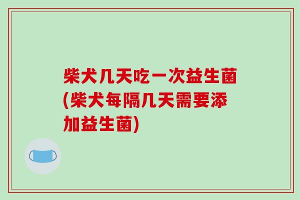 柴犬几天吃一次益生菌(柴犬每隔几天需要添加益生菌)