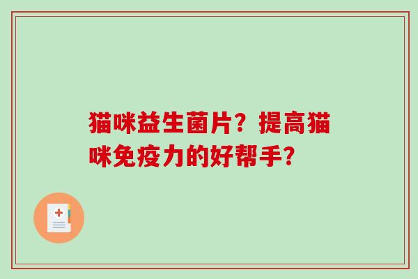 猫咪益生菌片？提高猫咪免疫力的好帮手？