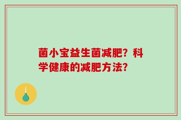 菌小宝益生菌减肥？科学健康的减肥方法？