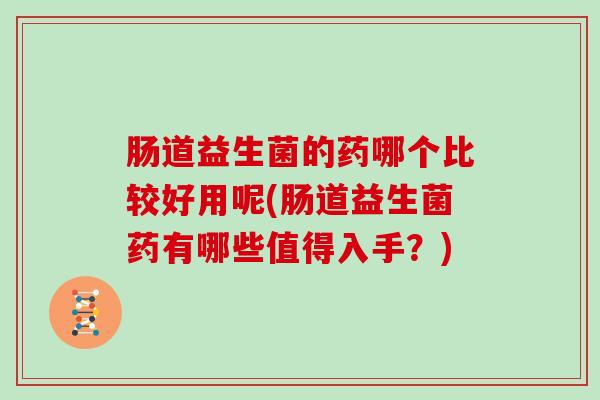 肠道益生菌的药哪个比较好用呢(肠道益生菌药有哪些值得入手？)
