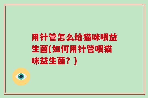 用针管怎么给猫咪喂益生菌(如何用针管喂猫咪益生菌？)