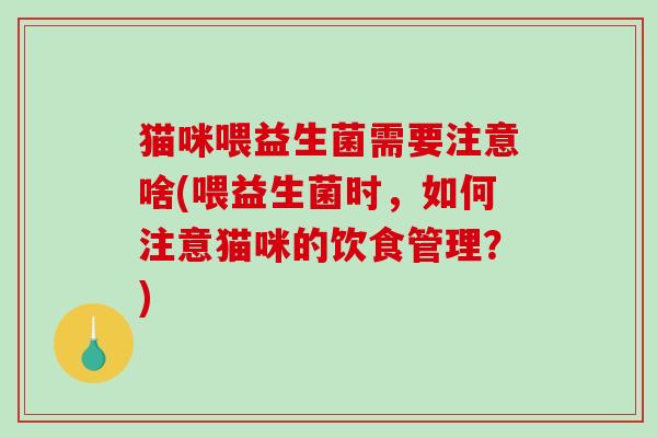 猫咪喂益生菌需要注意啥(喂益生菌时，如何注意猫咪的饮食管理？)