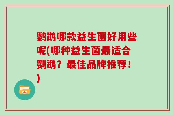 鹦鹉哪款益生菌好用些呢(哪种益生菌最适合鹦鹉？最佳品牌推荐！)