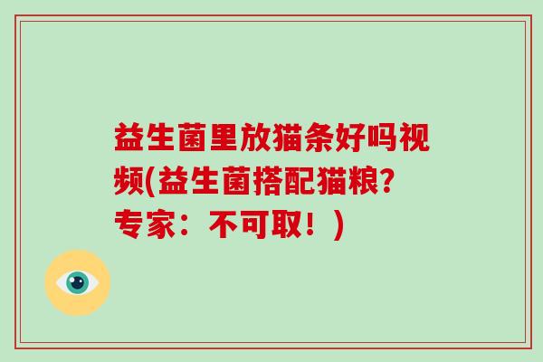 益生菌里放猫条好吗视频(益生菌搭配猫粮？专家：不可取！)