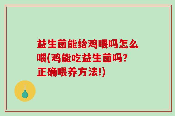 益生菌能给鸡喂吗怎么喂(鸡能吃益生菌吗？正确喂养方法!)