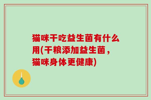 猫咪干吃益生菌有什么用(干粮添加益生菌，猫咪身体更健康)
