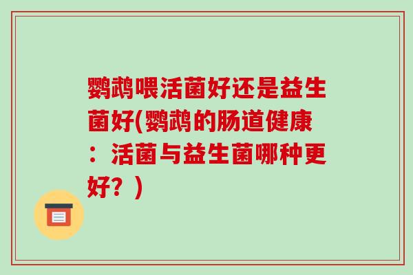 鹦鹉喂活菌好还是益生菌好(鹦鹉的肠道健康：活菌与益生菌哪种更好？)