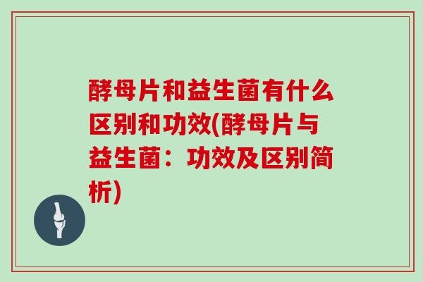 酵母片和益生菌有什么区别和功效(酵母片与益生菌：功效及区别简析)