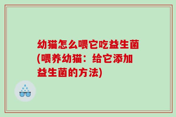 幼猫怎么喂它吃益生菌(喂养幼猫：给它添加益生菌的方法)
