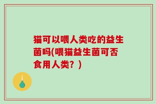 猫可以喂人类吃的益生菌吗(喂猫益生菌可否食用人类？)