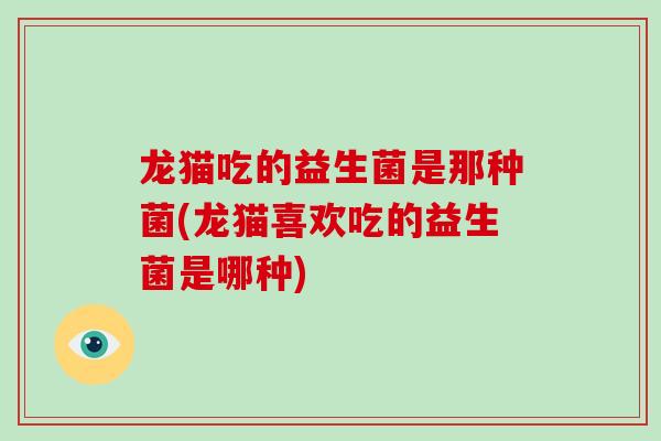 龙猫吃的益生菌是那种菌(龙猫喜欢吃的益生菌是哪种)