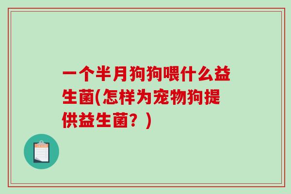 一个半月狗狗喂什么益生菌(怎样为宠物狗提供益生菌？)