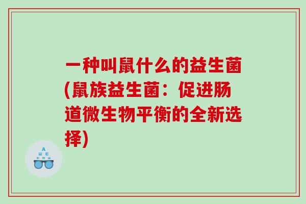 一种叫鼠什么的益生菌(鼠族益生菌：促进肠道微生物平衡的全新选择)