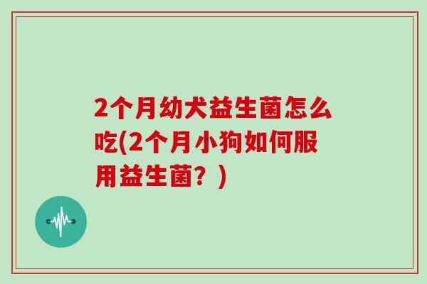 2个月幼犬益生菌怎么吃(2个月小狗如何服用益生菌？)