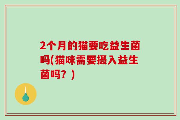 2个月的猫要吃益生菌吗(猫咪需要摄入益生菌吗？)