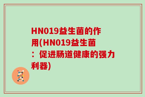 HN019益生菌的作用(HN019益生菌：促进肠道健康的强力利器)