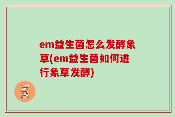 em益生菌怎么发酵象草(em益生菌如何进行象草发酵)