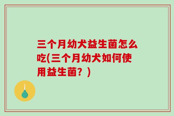 三个月幼犬益生菌怎么吃(三个月幼犬如何使用益生菌？)