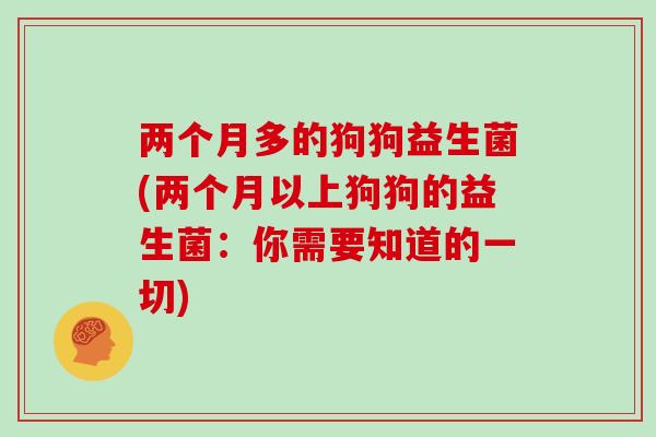 两个月多的狗狗益生菌(两个月以上狗狗的益生菌：你需要知道的一切)