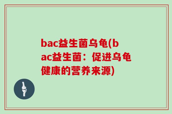 bac益生菌乌龟(bac益生菌：促进乌龟健康的营养来源)