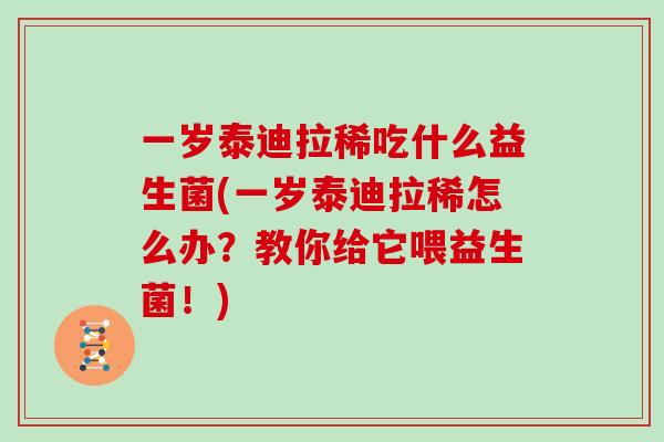 一岁泰迪拉稀吃什么益生菌(一岁泰迪拉稀怎么办？教你给它喂益生菌！)