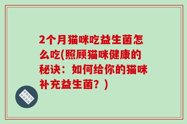 2个月猫咪吃益生菌怎么吃(照顾猫咪健康的秘诀：如何给你的猫咪补充益生菌？)