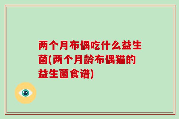 两个月布偶吃什么益生菌(两个月龄布偶猫的益生菌食谱)