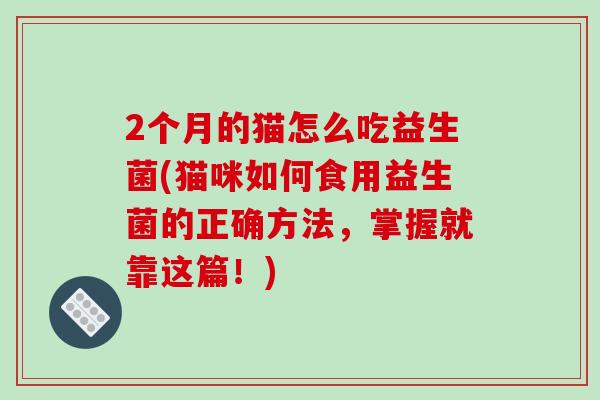 2个月的猫怎么吃益生菌(猫咪如何食用益生菌的正确方法，掌握就靠这篇！)