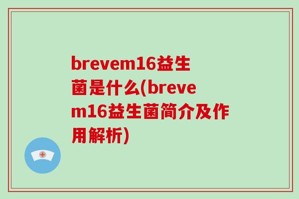 brevem16益生菌是什么(brevem16益生菌简介及作用解析)