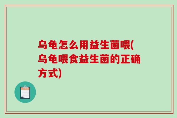 乌龟怎么用益生菌喂(乌龟喂食益生菌的正确方式)