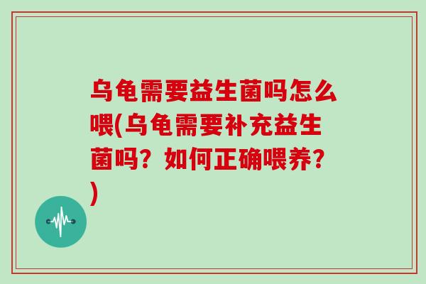 乌龟需要益生菌吗怎么喂(乌龟需要补充益生菌吗？如何正确喂养？)