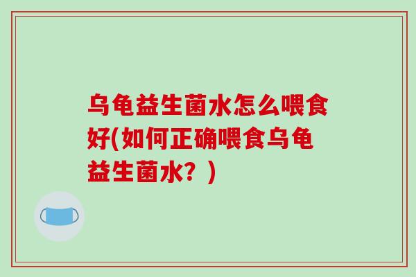 乌龟益生菌水怎么喂食好(如何正确喂食乌龟益生菌水？)