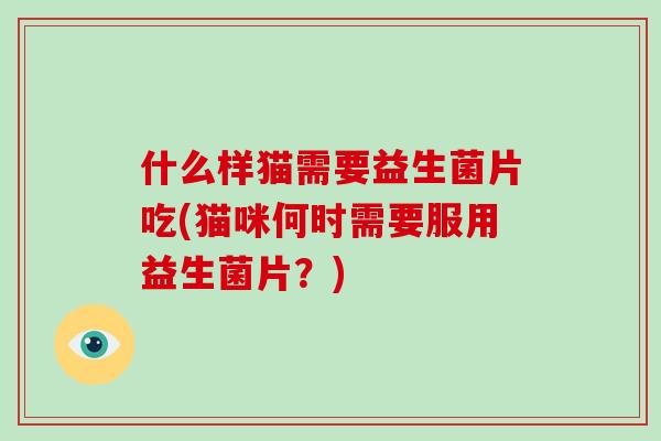 什么样猫需要益生菌片吃(猫咪何时需要服用益生菌片？)