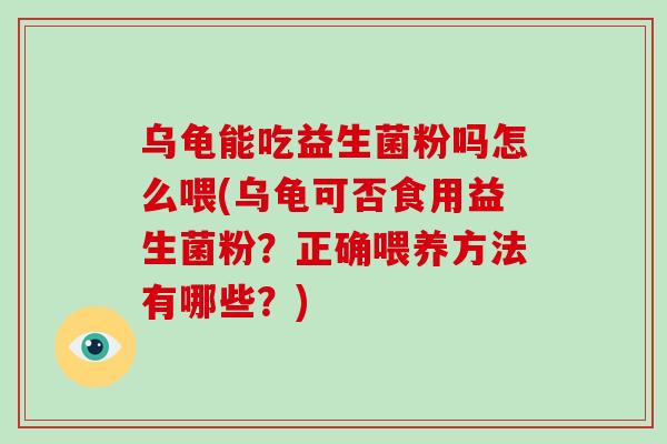 乌龟能吃益生菌粉吗怎么喂(乌龟可否食用益生菌粉？正确喂养方法有哪些？)