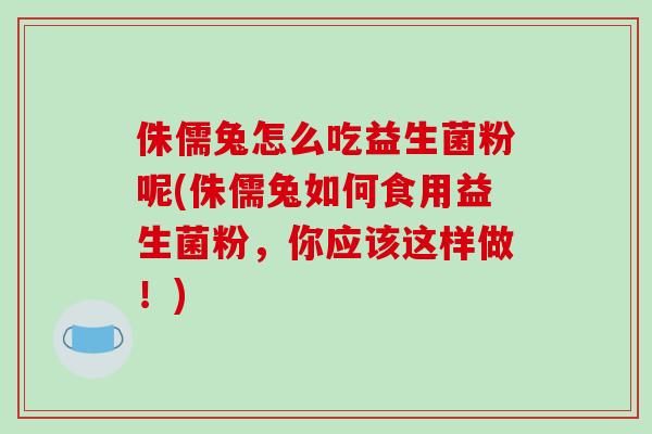 侏儒兔怎么吃益生菌粉呢(侏儒兔如何食用益生菌粉，你应该这样做！)