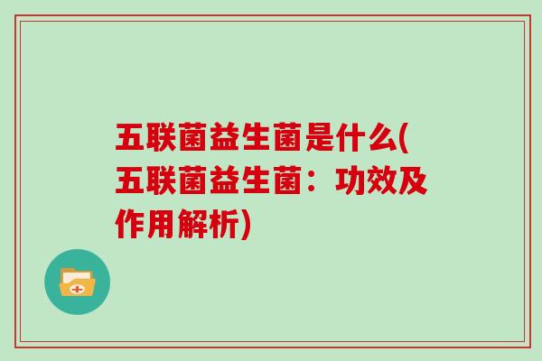 五联菌益生菌是什么(五联菌益生菌：功效及作用解析)