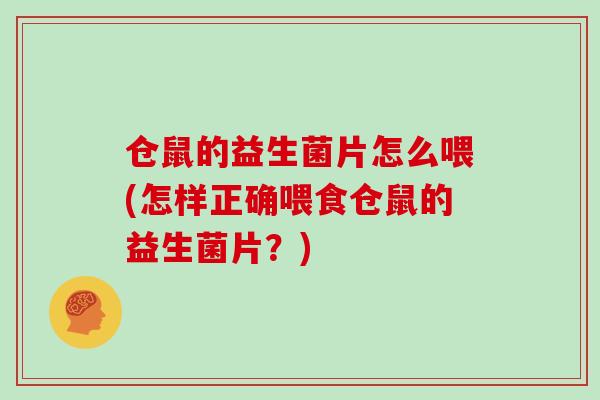 仓鼠的益生菌片怎么喂(怎样正确喂食仓鼠的益生菌片？)