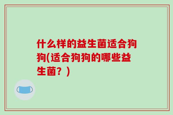 什么样的益生菌适合狗狗(适合狗狗的哪些益生菌?) 什么样的益生菌适合狗狗(适合狗狗的哪些益生菌?)