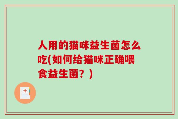 人用的猫咪益生菌怎么吃(如何给猫咪正确喂食益生菌？)