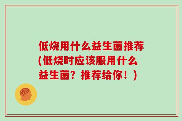 低烧用什么益生菌推荐(低烧时应该服用什么益生菌？推荐给你！)